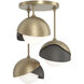 Brooklyn 3 Light 12 inch Soft Gold and Natural Iron Semi-Flush Ceiling Light in Soft Gold/Natural Iron