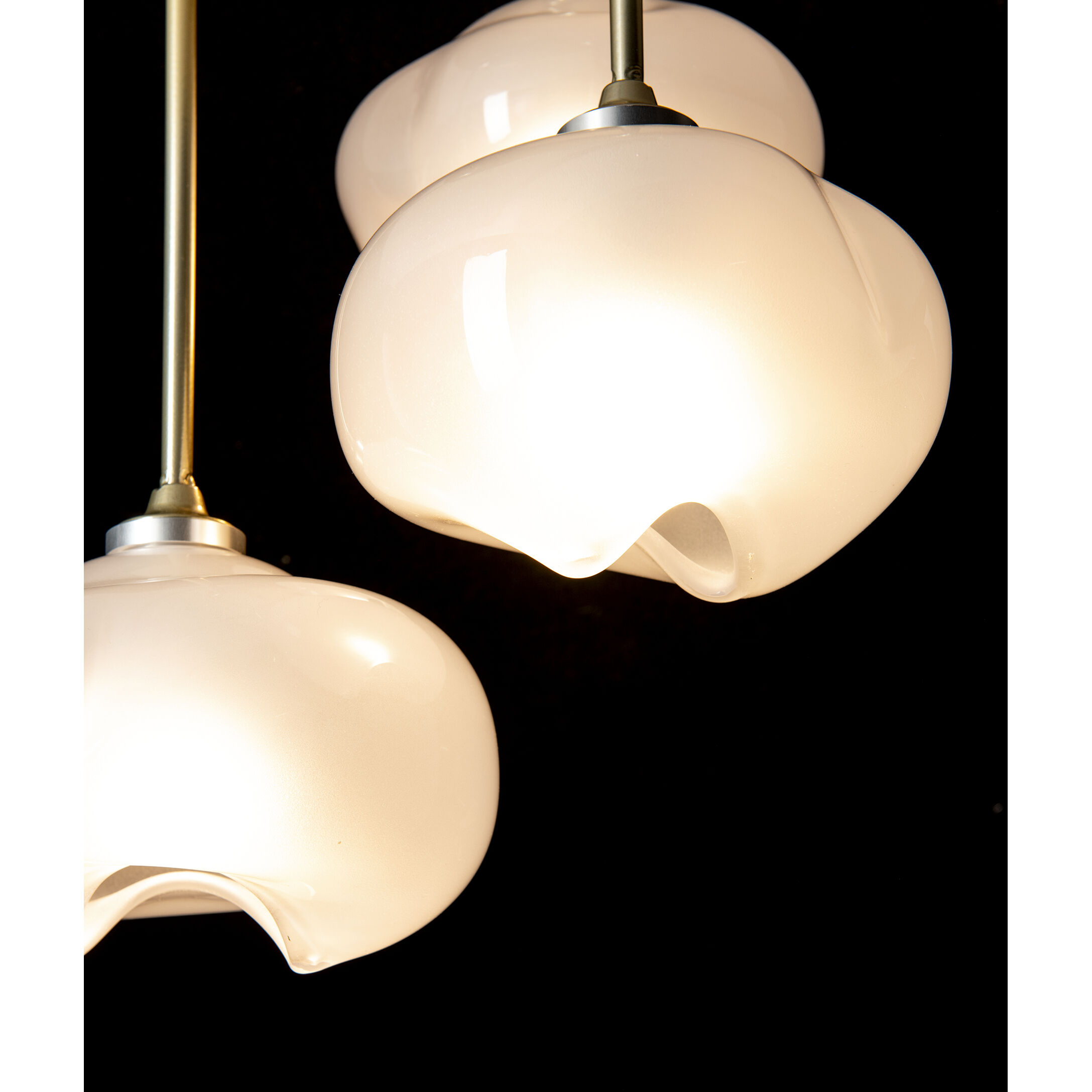 Ume 3 Light 12.4 inch Modern Brass Semi-Flush Ceiling Light in Frosted