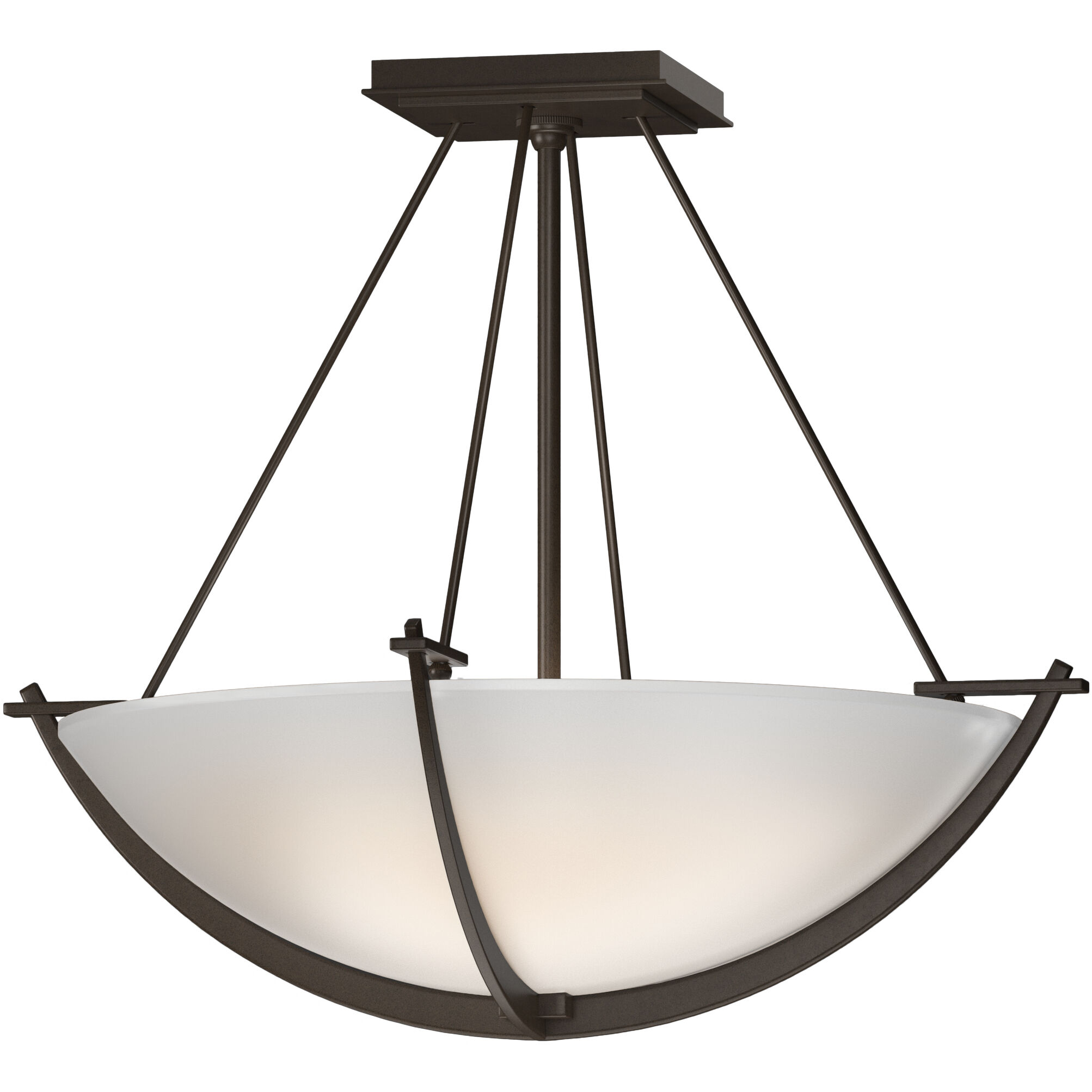 Compass 3 Light 18.1 inch Bronze Semi-Flush Ceiling Light in Opal, Small