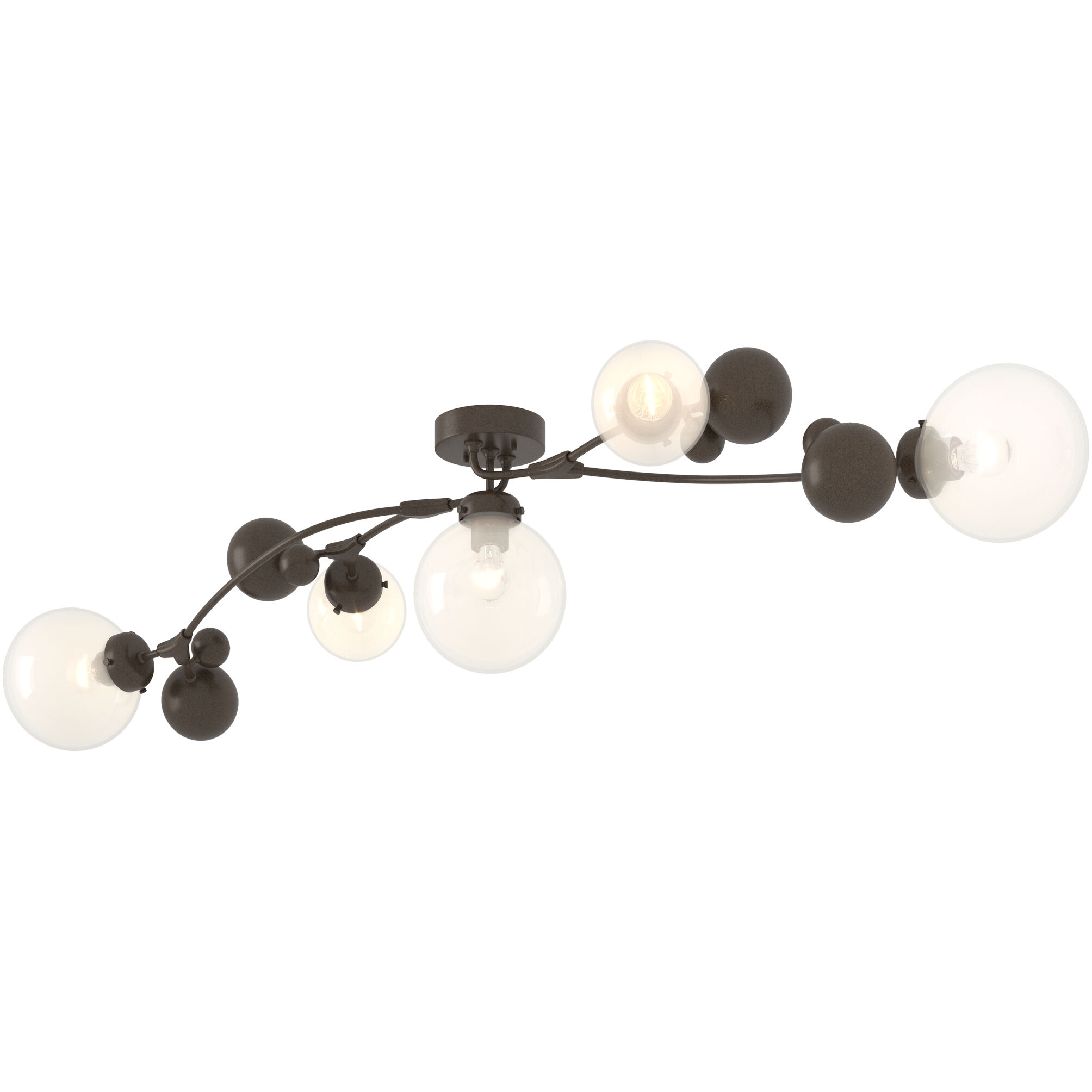 Sprig 5 Light 21 inch Bronze Semi-Flush Ceiling Light in Opaline