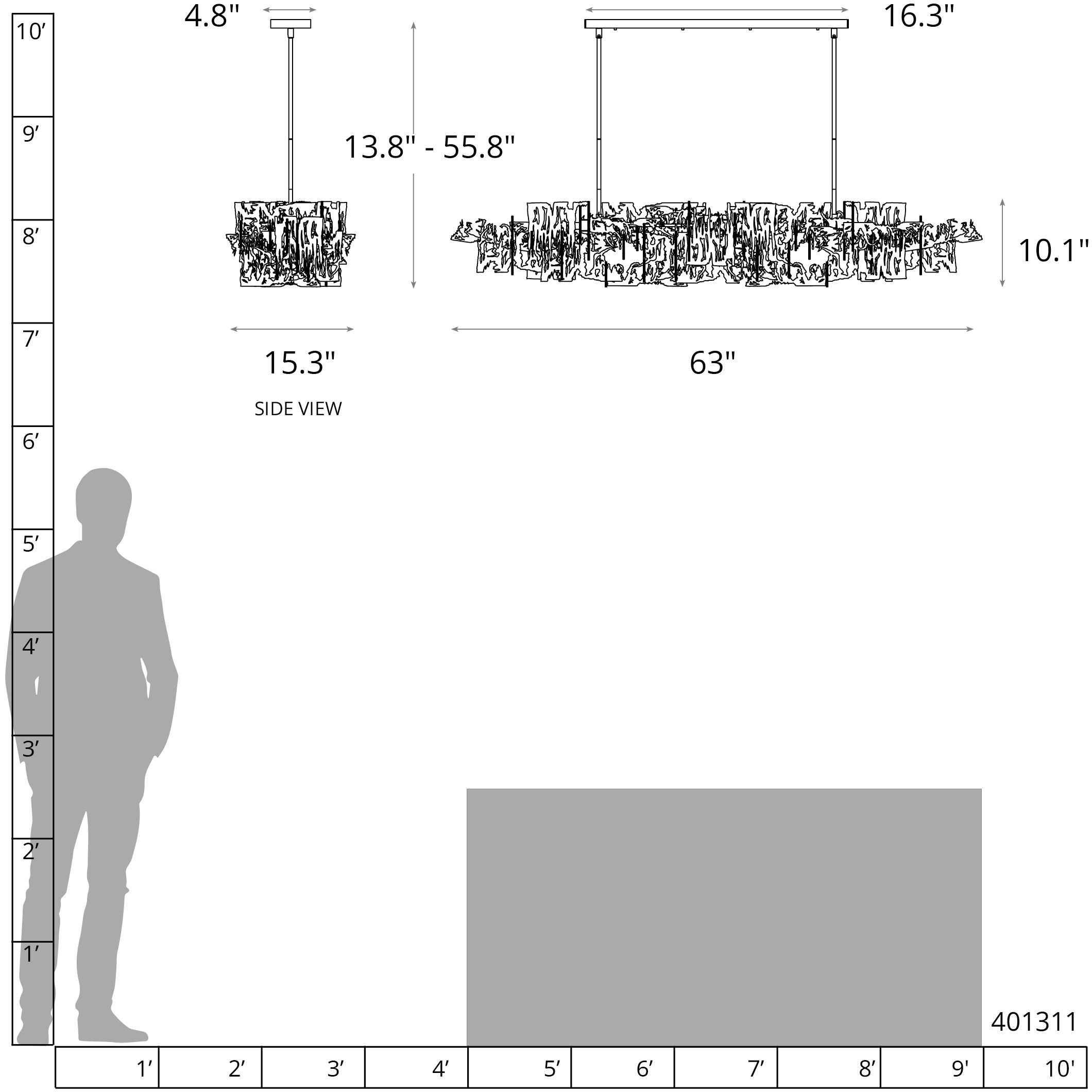 Brutus 6 Light 63 inch Dark Smoke Pendant Ceiling Light, Large