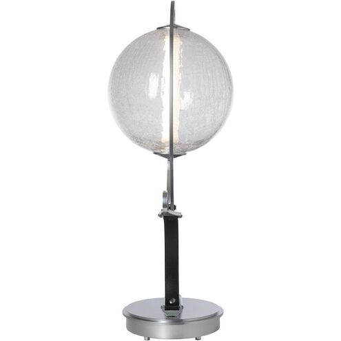 Pression 24.5 inch 4.3 watt Sterling Table Lamp Portable Light in Leather Black, Crackle