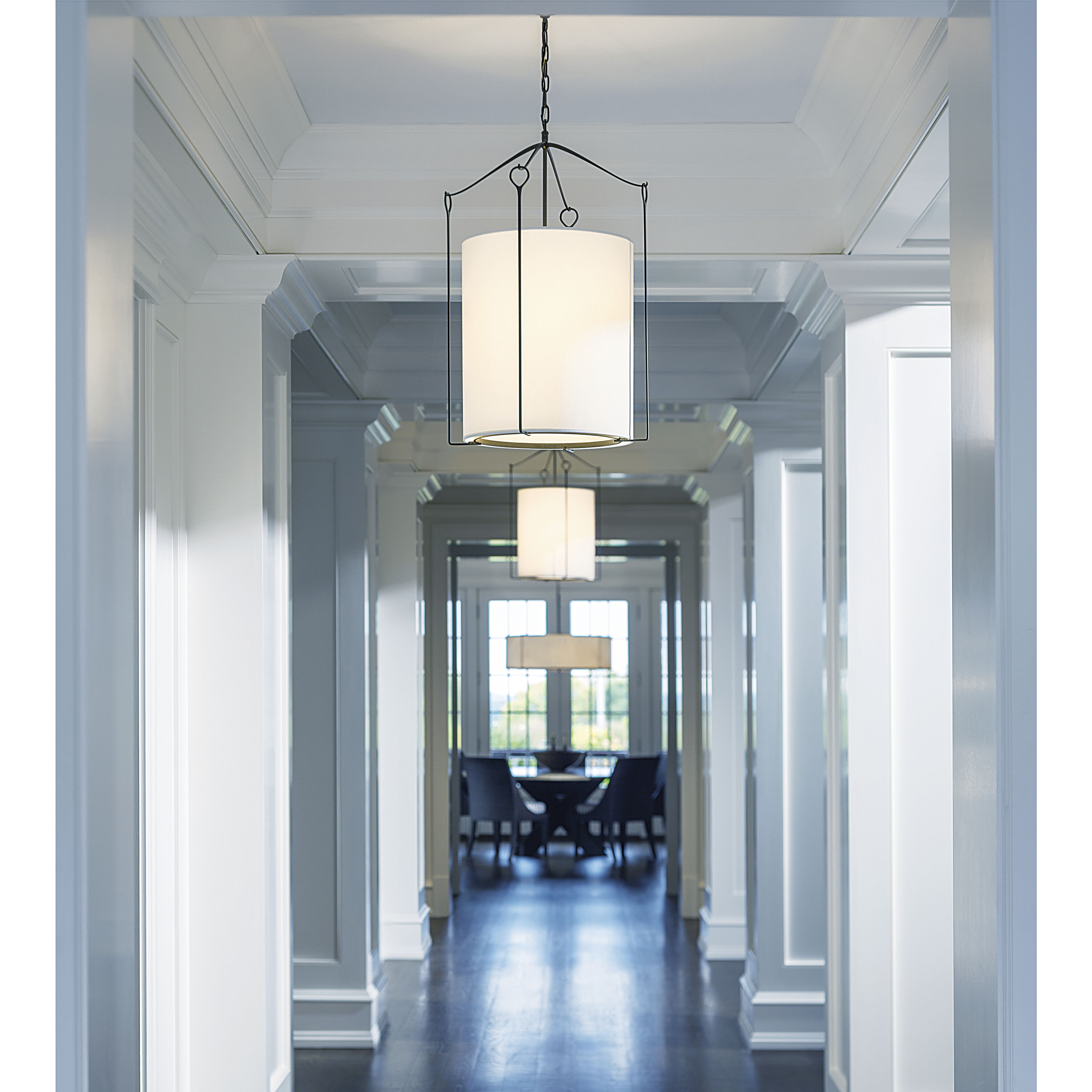 Bow 3 Light 19.3 inch Black Pendant Ceiling Light in Natural Anna, Tall