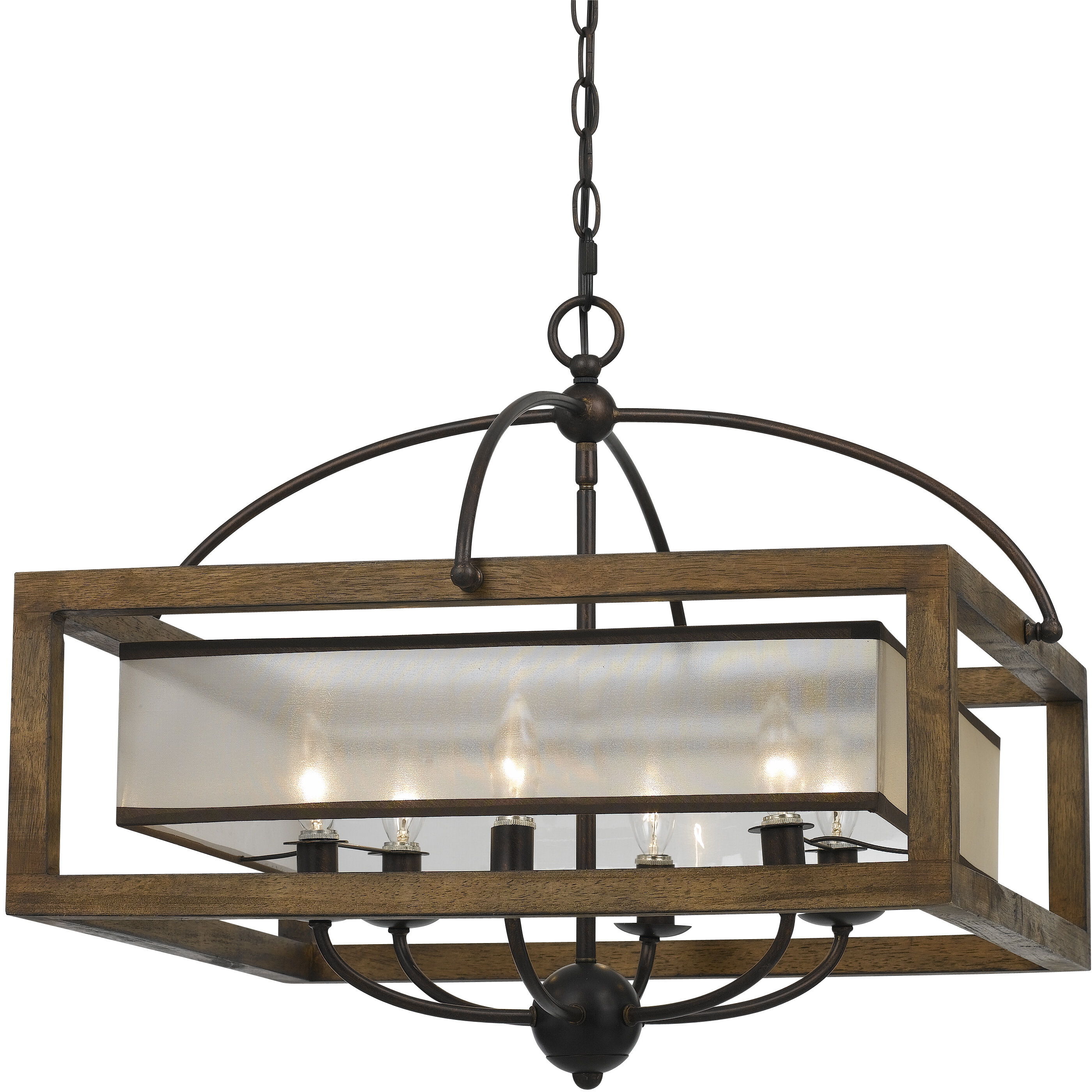 Square 6 Light 24 inch Dark Bronze Chandelier Ceiling Light