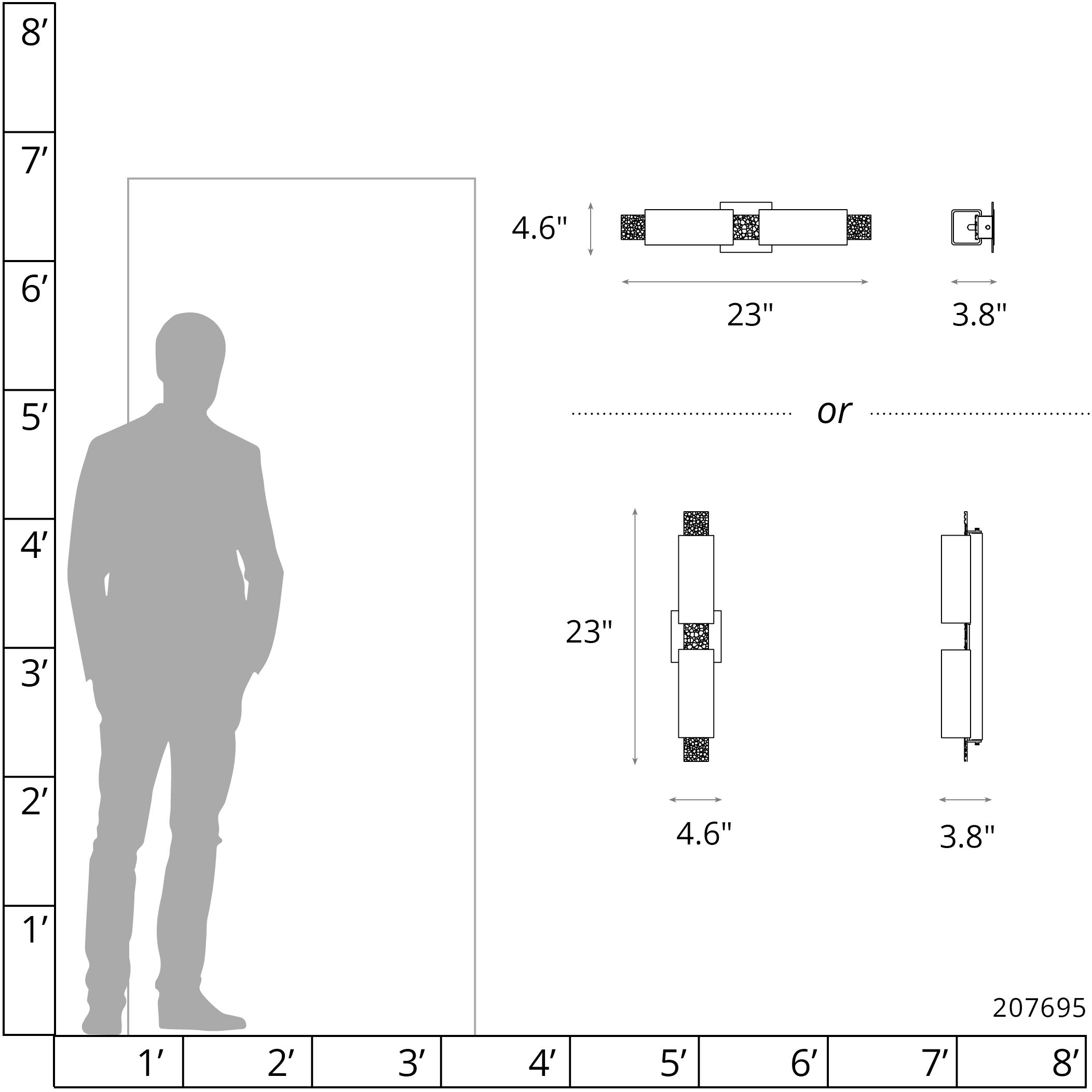 Oceanus 2 Light 23 inch Modern Brass ADA Sconce Wall Light