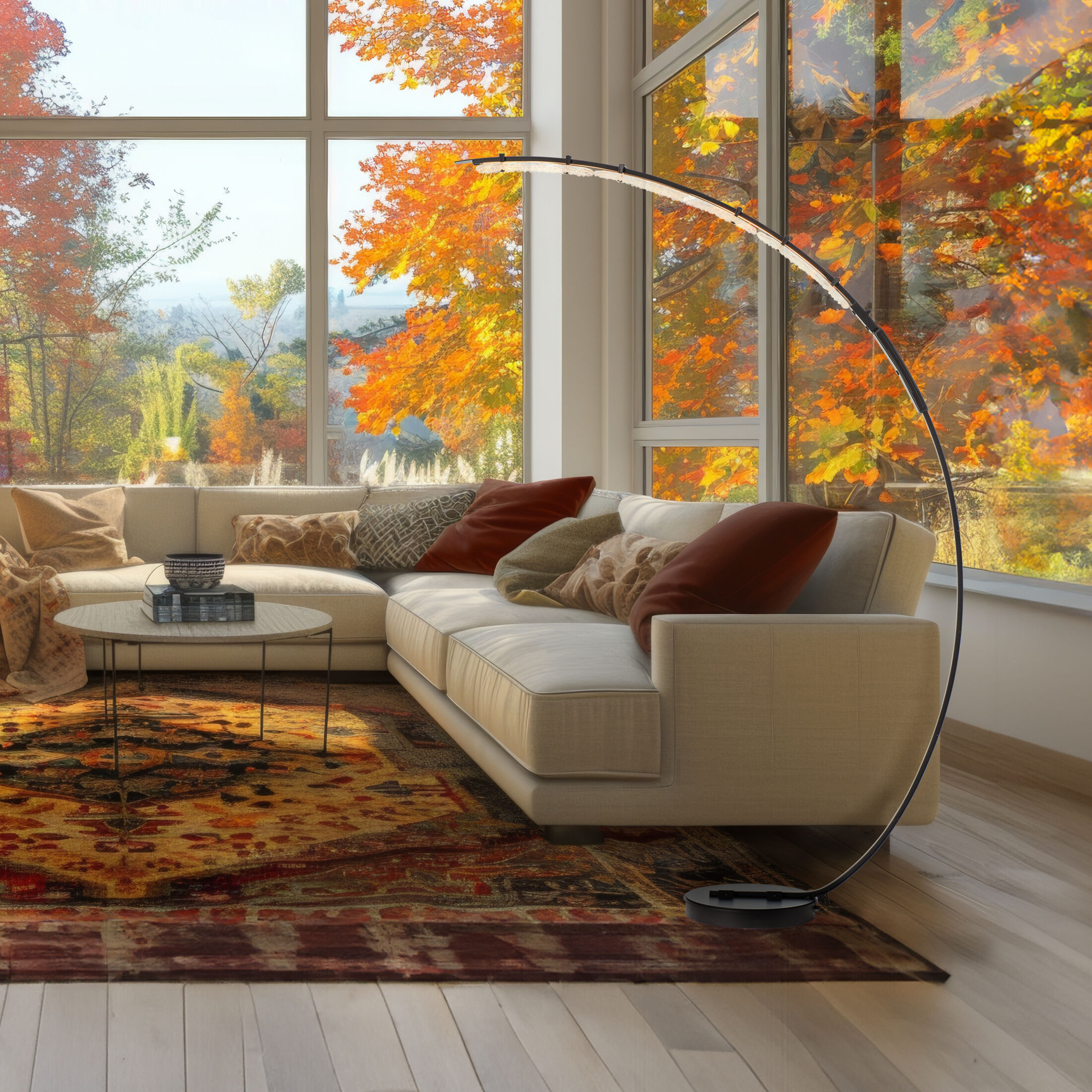 Glissade 80 inch 16.80 watt Black Arc Floor Lamp Portable Light