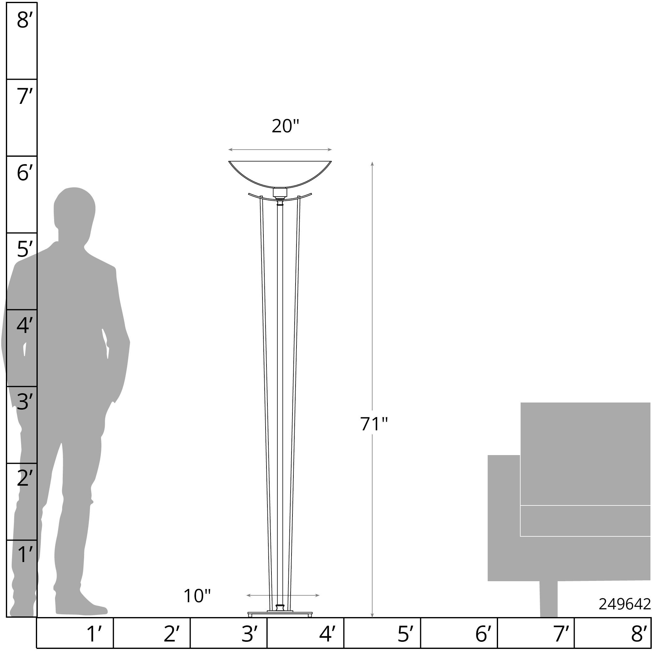 Taper 71 inch 150 watt Black Torchiere Portable Light in Opal