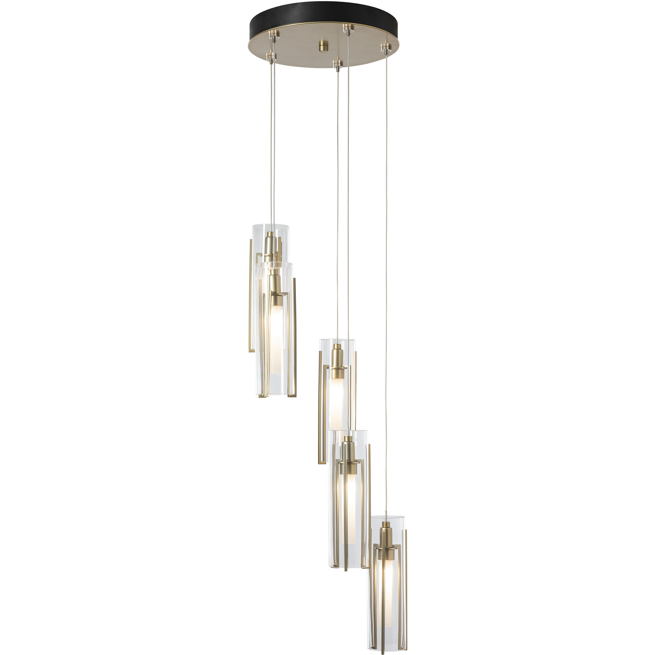 Exos Glass 5 Light 13.5 inch Modern Brass Pendant Ceiling Light in Clear