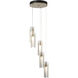Exos Glass 5 Light 13.5 inch Modern Brass Pendant Ceiling Light in Clear