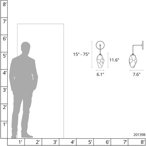 Chrysalis 1 Light 6.1 inch Sterling Sconce Wall Light in White Crystal, Large