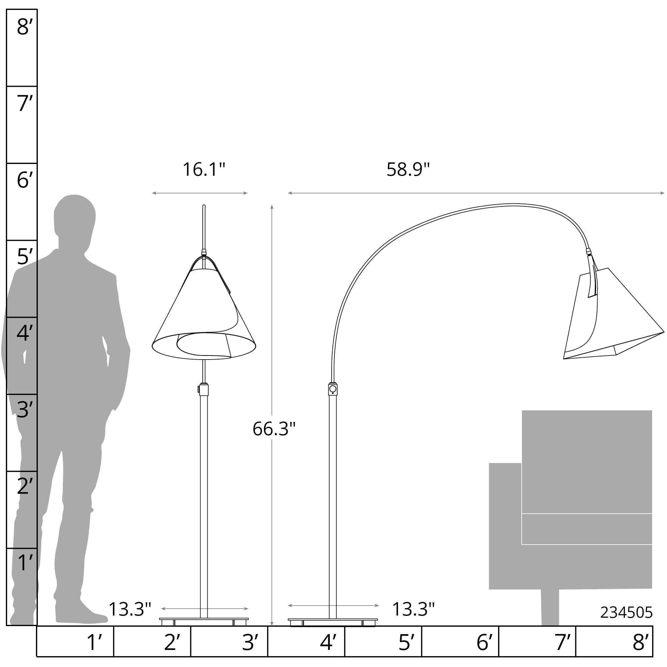 Mobius 66.3 inch 100 watt Bronze Arc Floor Lamp Portable Light in Spun Amber