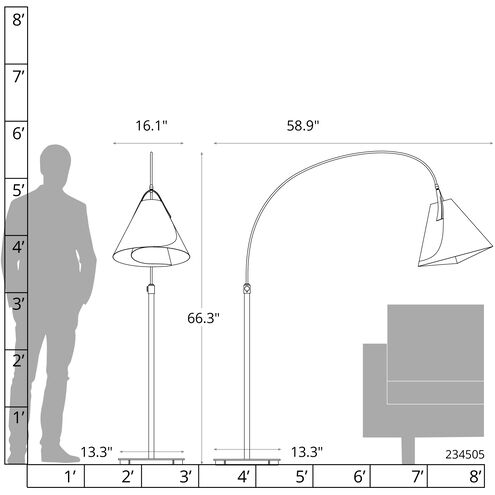 Mobius 66.3 inch 100 watt Modern Brass Arc Floor Lamp Portable Light in Cork