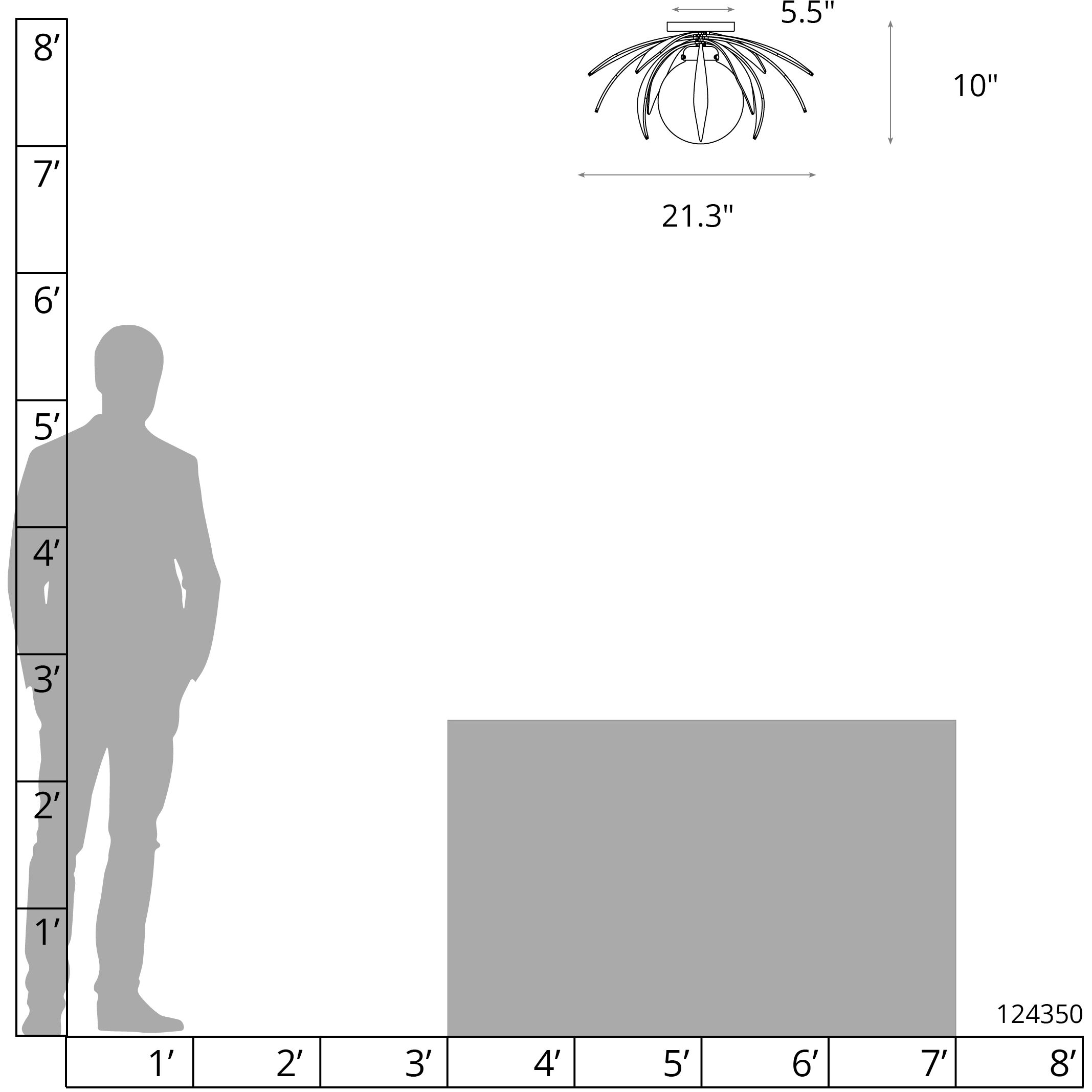 Dahlia 1 Light 21.3 inch Modern Brass Semi-Flush Ceiling Light in Water