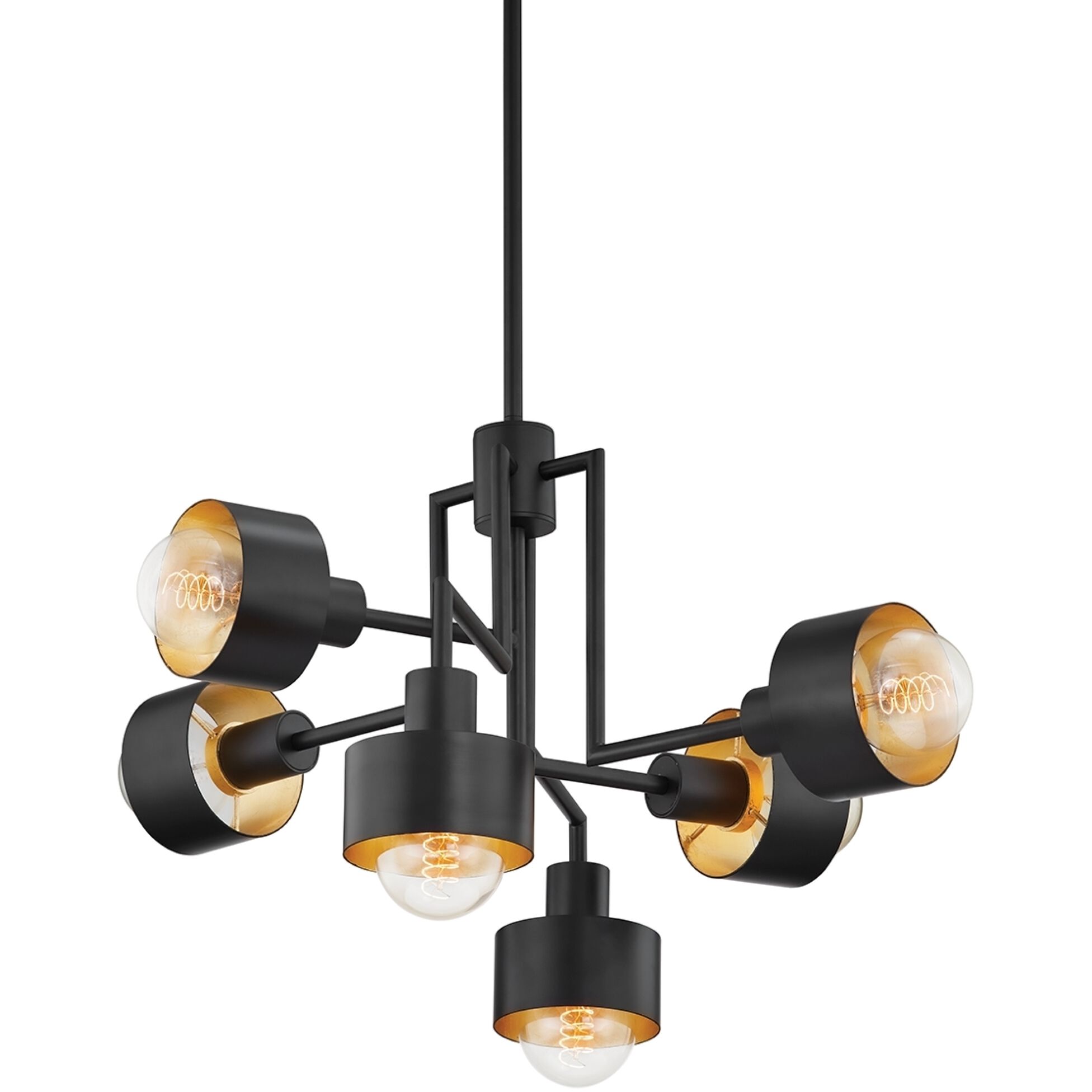 North 6 Light 25.5 inch Soft Black/Gold Leaf Chandelier Ceiling Light