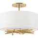 Brindille 3 Light 15 inch Modern Brass Semi-Flush Ceiling Light in Natural Anna
