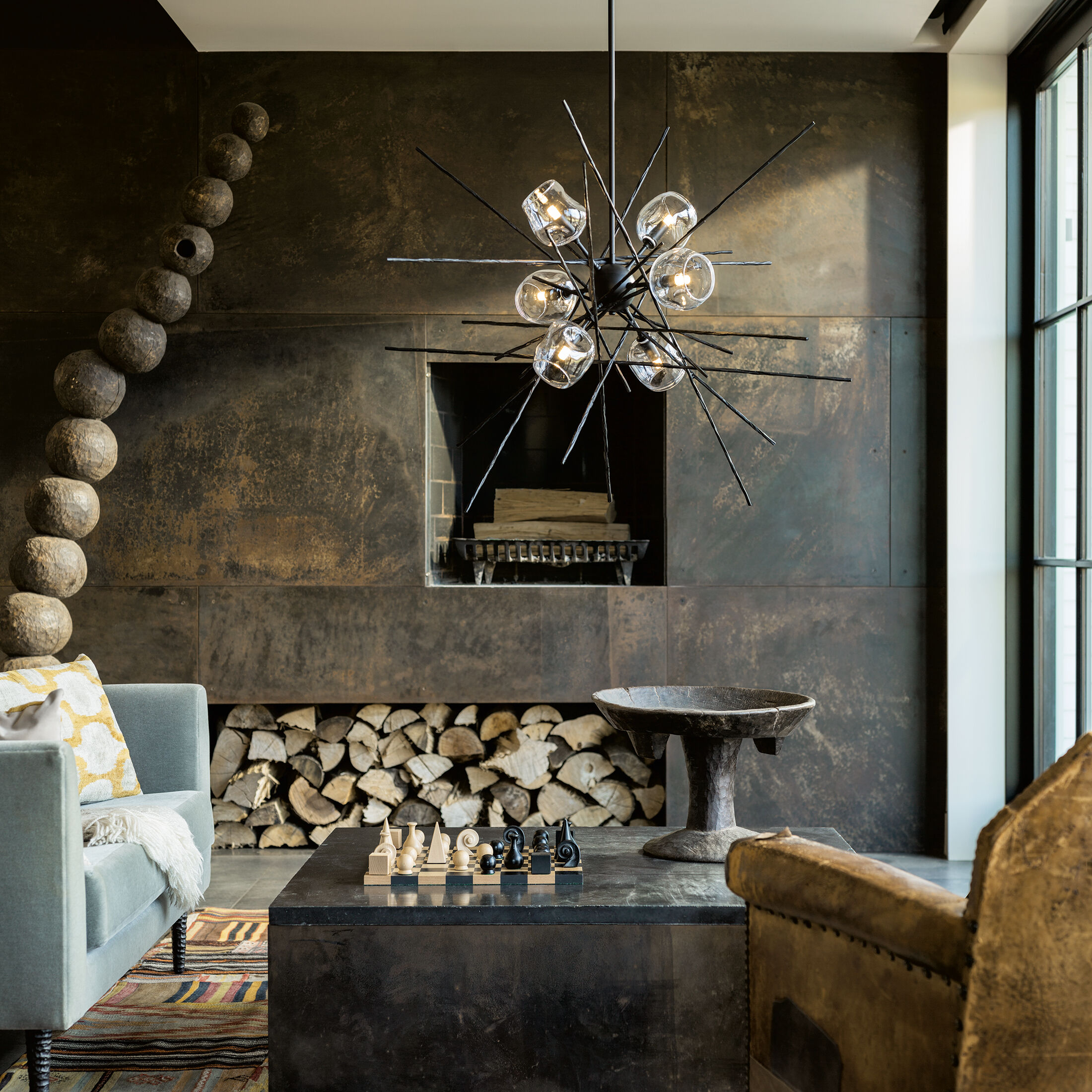 Griffin 6 Light 39.2 inch Black Pendant Ceiling Light in Clear