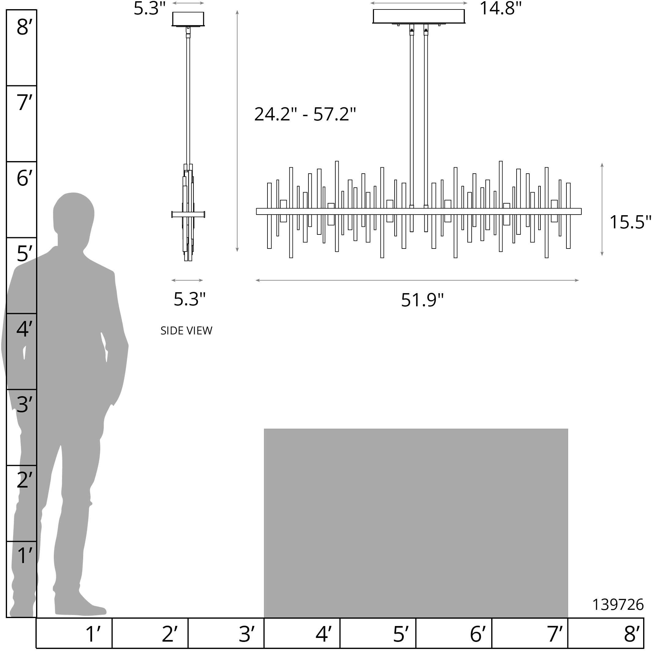 Cityscape LED 51.9 inch Bronze/Sterling Pendant Ceiling Light, Large