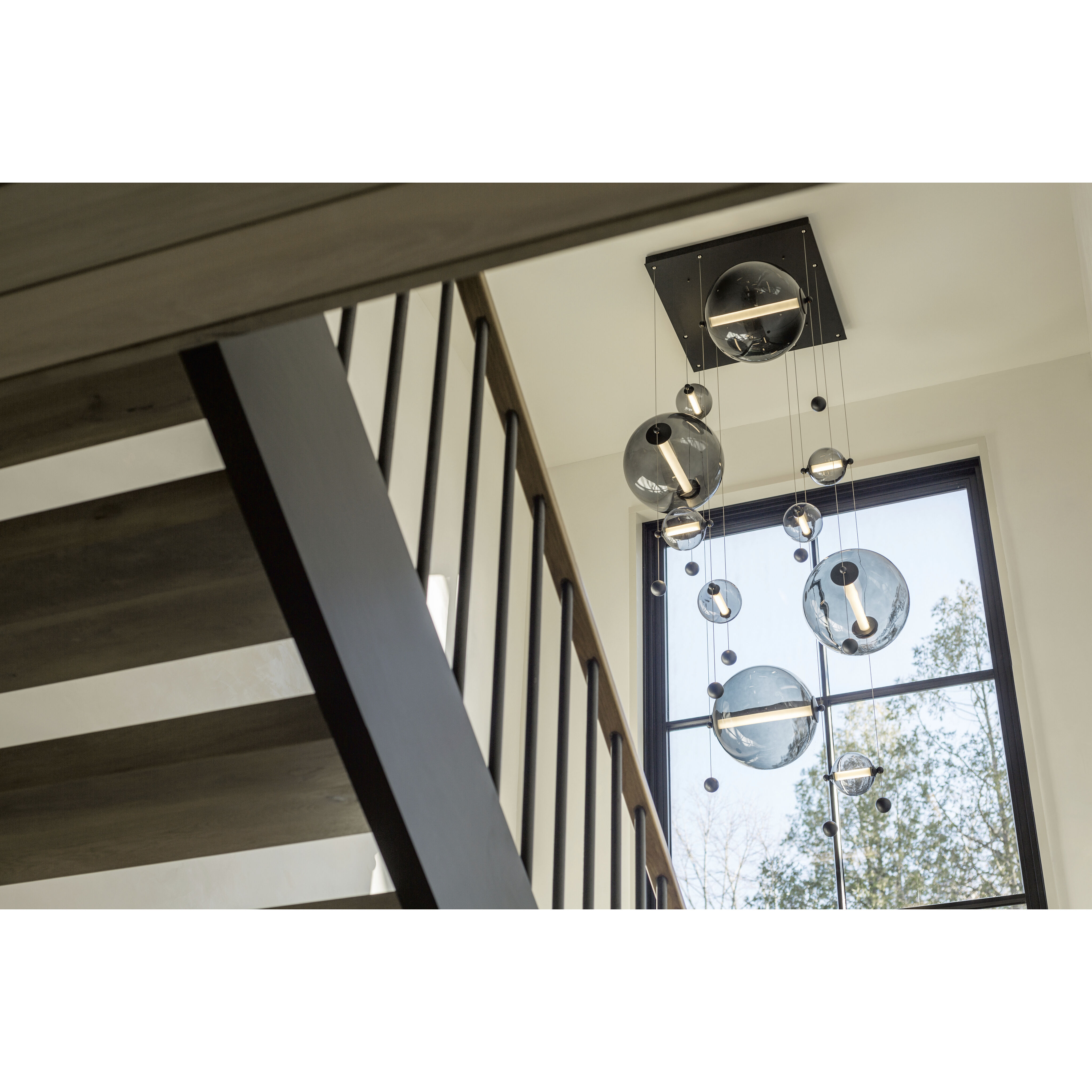 Abacus LED 35.5 inch Bronze Pendant Ceiling Light in Opal, Square