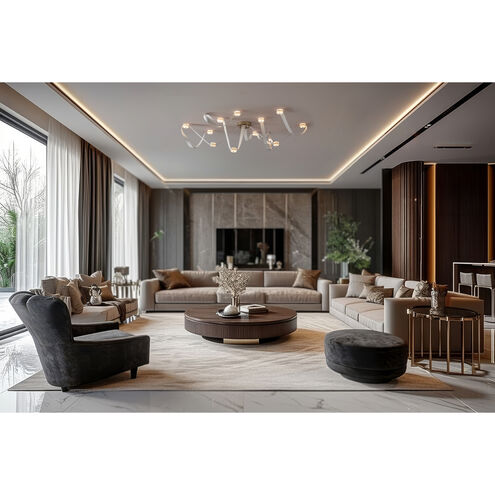 Art & Alchemy SNAPS LED 86.5 inch White Pendant Ceiling Light in White Leather with Alabaster, Large