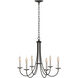 Simple Sweep 6 Light 26 inch Natural Iron Chandelier Ceiling Light - Open Box
