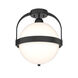 Atlas 1 Light 13.9 inch Black Semi-Flush Ceiling Light