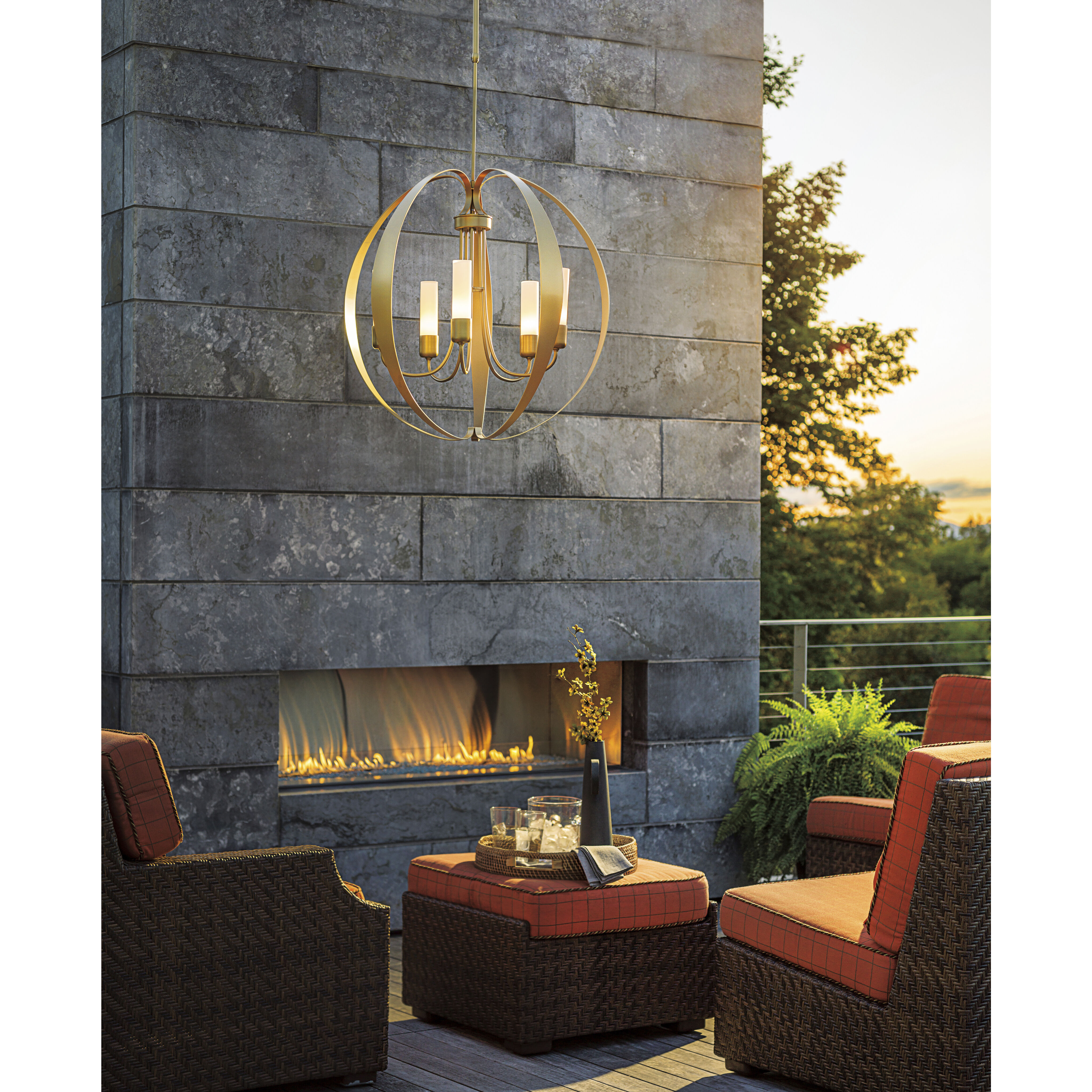 Pomme 5 Light 30.4 inch White Outdoor Pendant in Opal