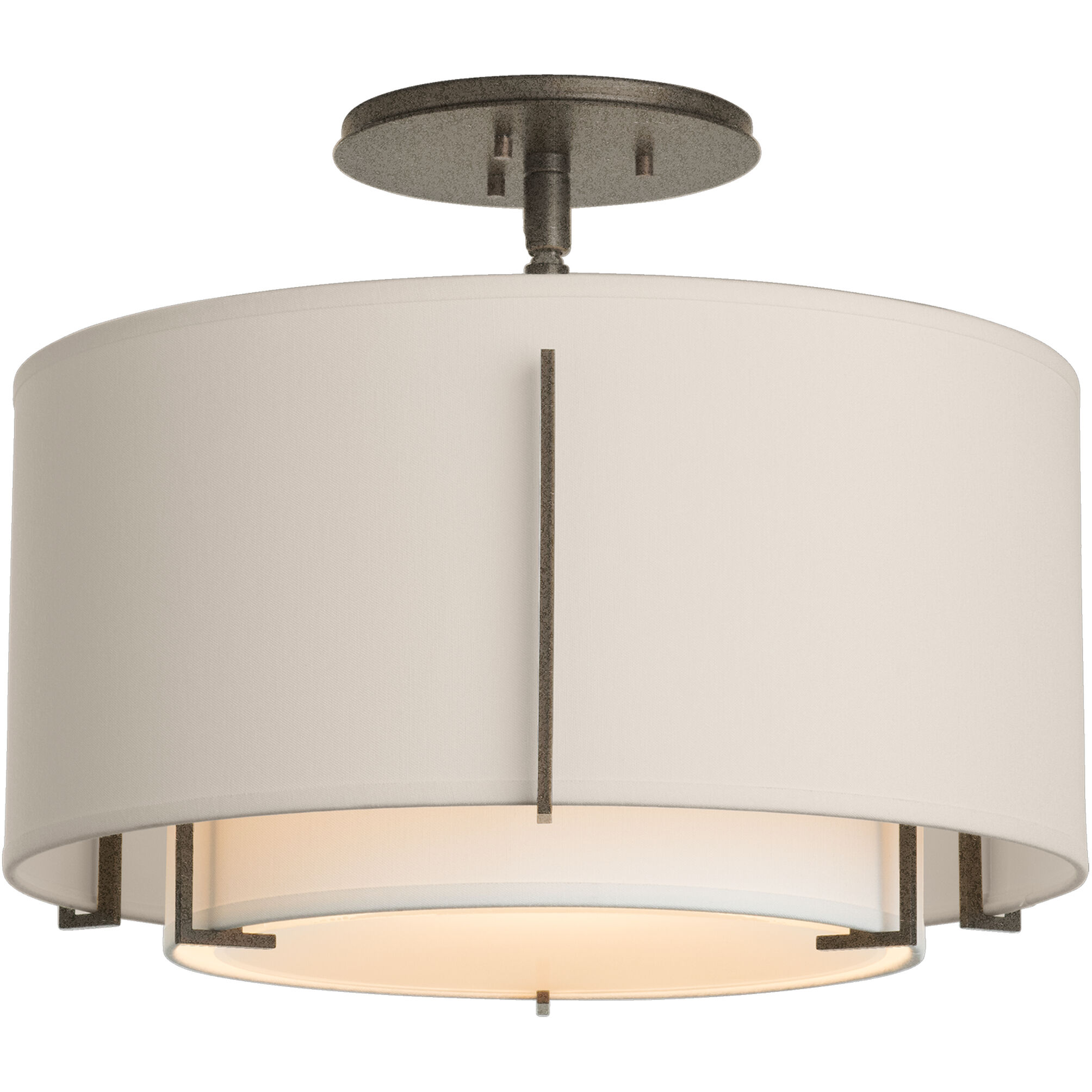 Exos 1 Light 16.1 inch Natural Iron Semi-Flush Ceiling Light in Natural Anna/Flax, Small