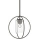 Rhythm 1 Light 11.3 inch Dark Smoke Mini Pendant Ceiling Light in Seeded Clear