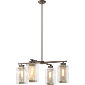 Polaris 4 Light 32.2 inch Coastal Bronze and Coastal Gold Outdoor Pendant in Coastal Bronze/Coastal Gold