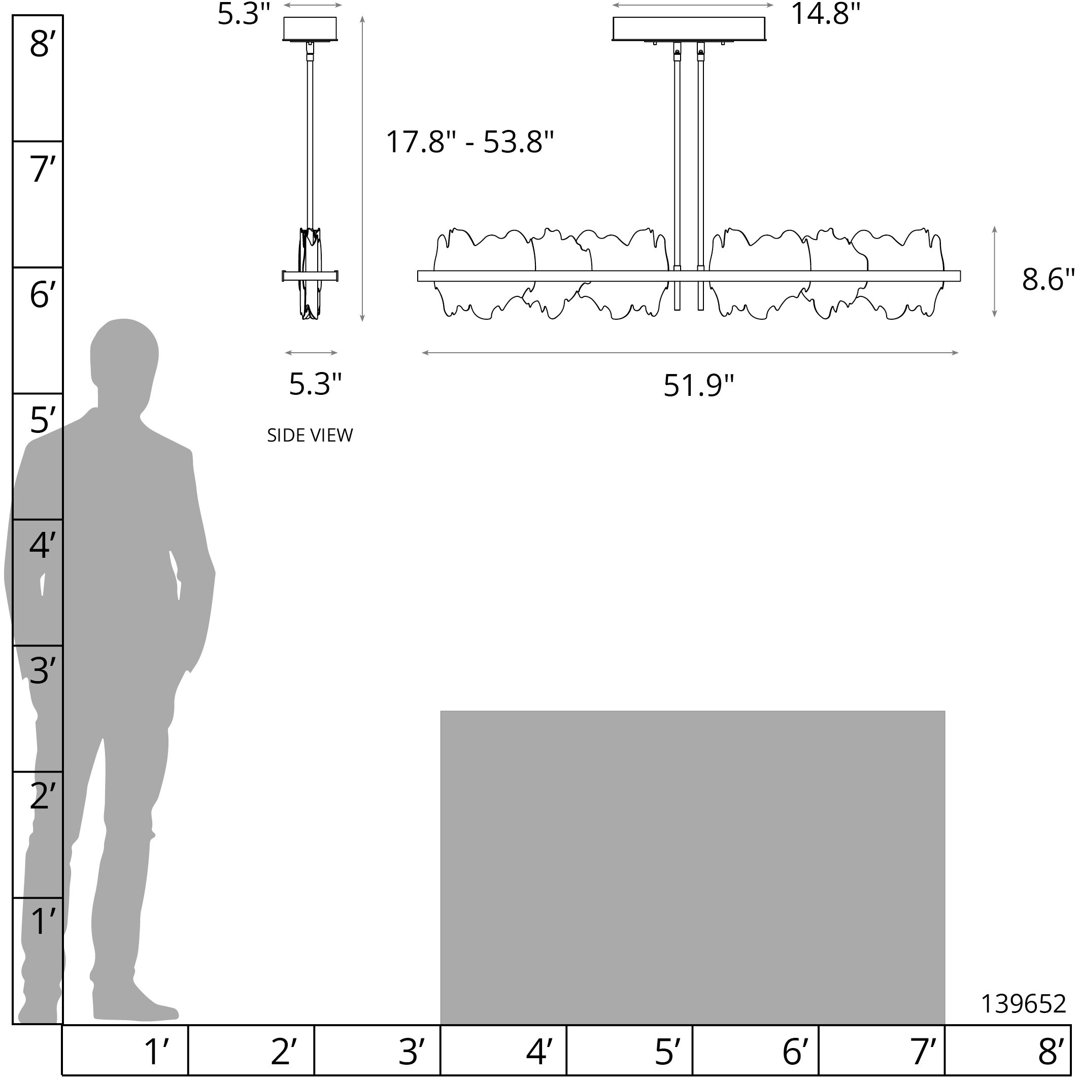 Hildene LED 51.9 inch Bronze/Modern Brass Pendant Ceiling Light, Large