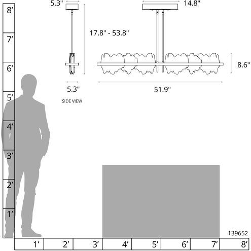 Hildene LED 51.9 inch Bronze/Modern Brass Pendant Ceiling Light, Large