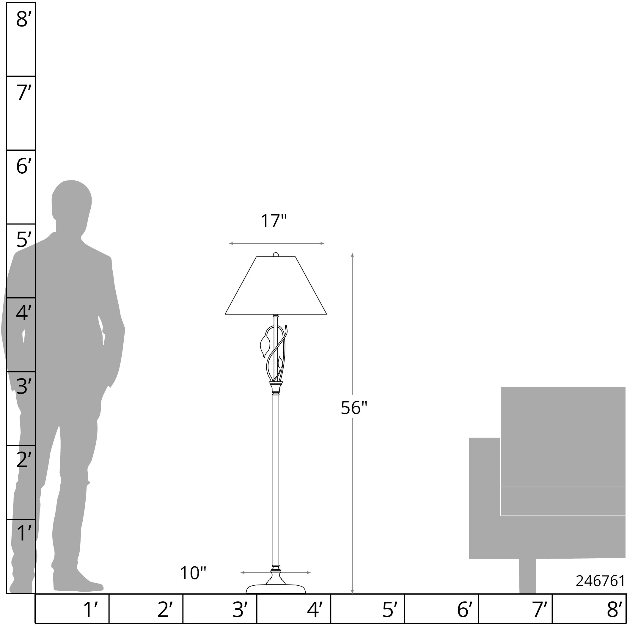 Forged Leaves and Vase 56 inch 150 watt Oil Rubbed Bronze Floor Lamp Portable Light in Natural Anna