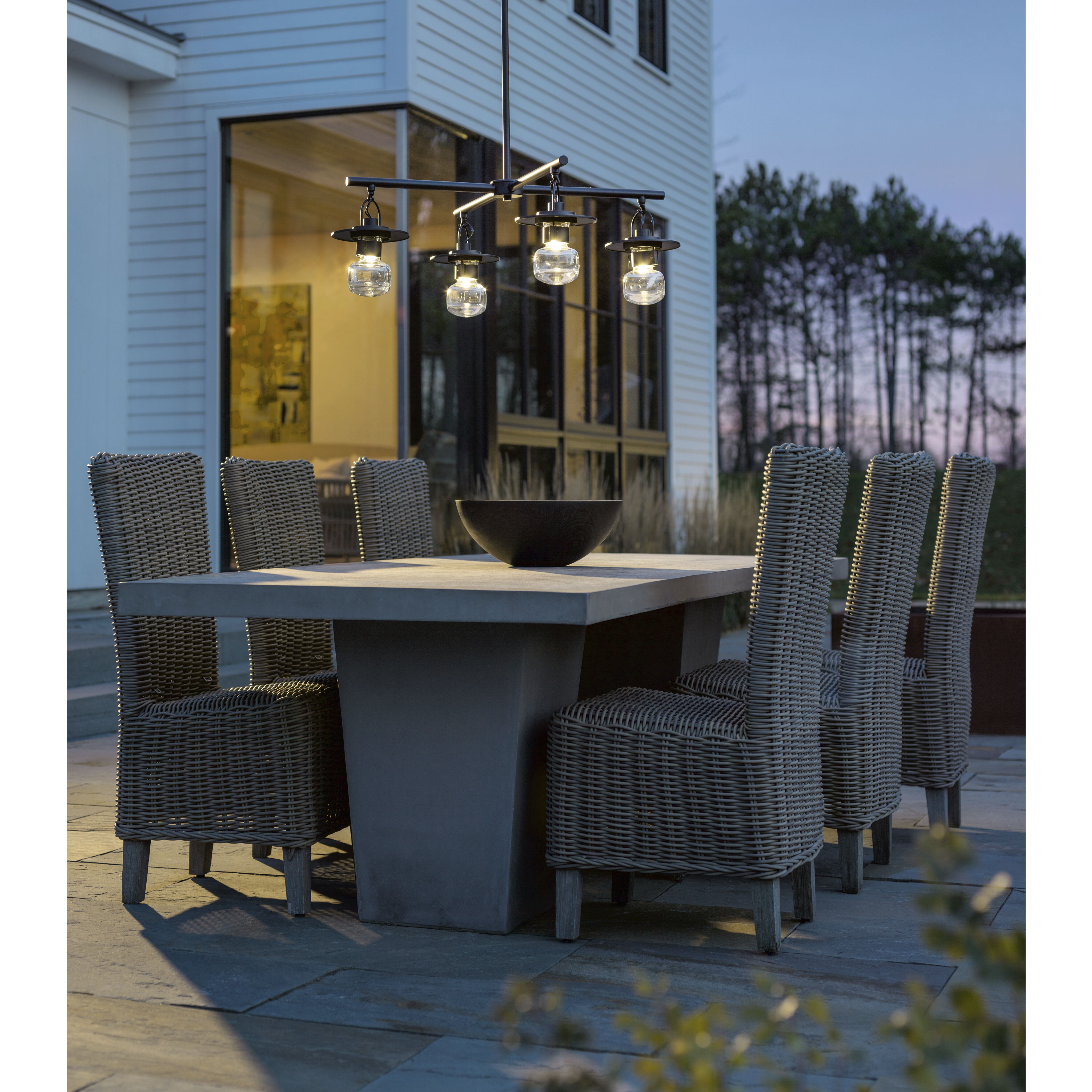 Mason 4 Light 33.9 inch Coastal White Outdoor Pendant in Clear