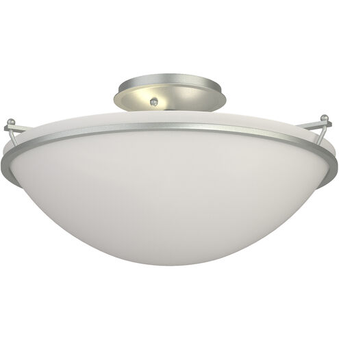 Plain 3 Light 17.2 inch Vintage Platinum Semi-Flush Ceiling Light in Opal, Large