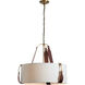 Saratoga 3 Light 26.2 inch Antique Brass Pendant Ceiling Light in Leather British Brown, Natural Anna, Small