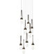 Link 9 Light 20.5 inch Oil Rubbed Bronze Pendant Ceiling Light in Clear with White Threading, Round