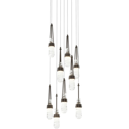 Link 9 Light 20.5 inch Oil Rubbed Bronze Pendant Ceiling Light in Clear with White Threading, Round