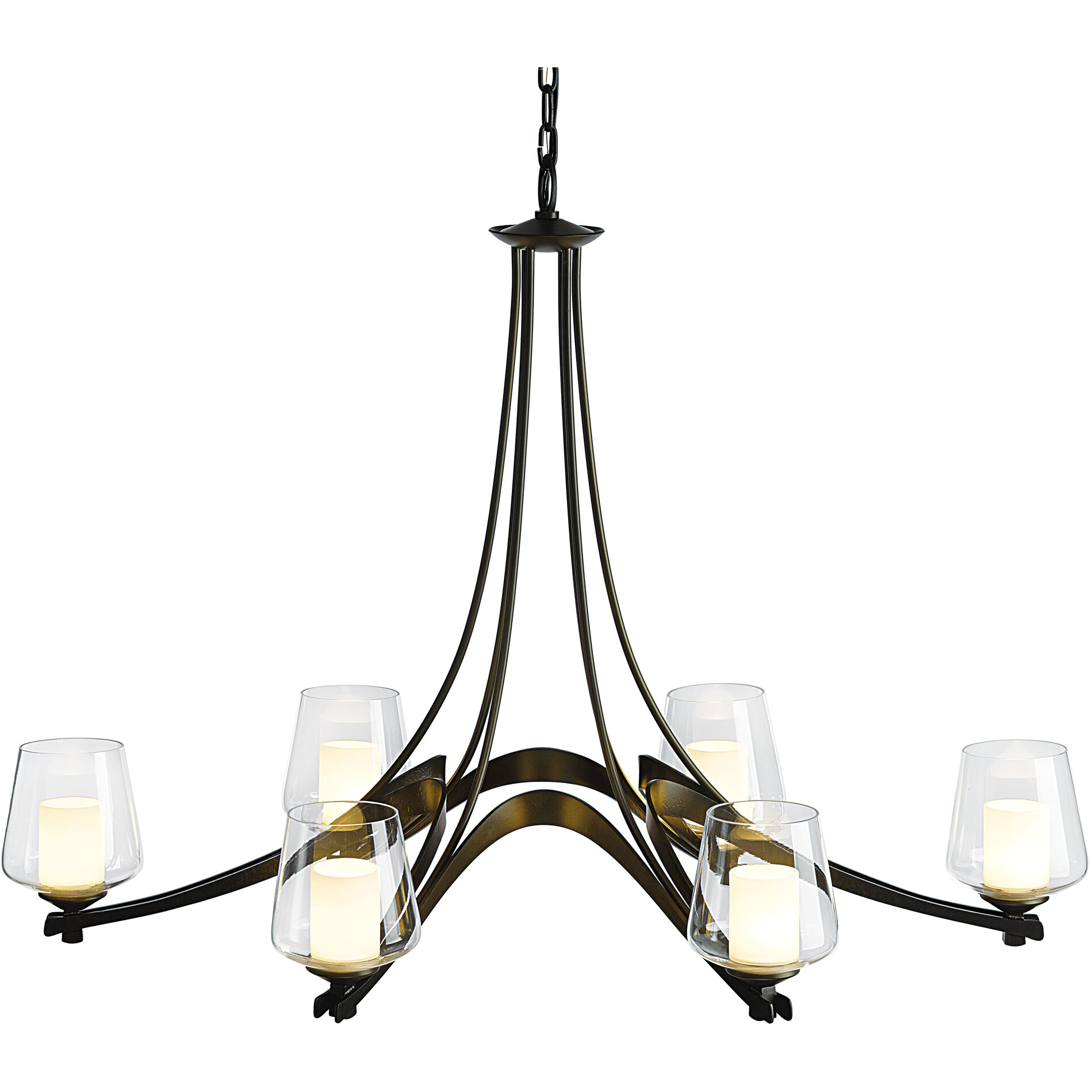 Ribbon 6 Light 38.5 inch Dark Smoke Chandelier Ceiling Light, Oval