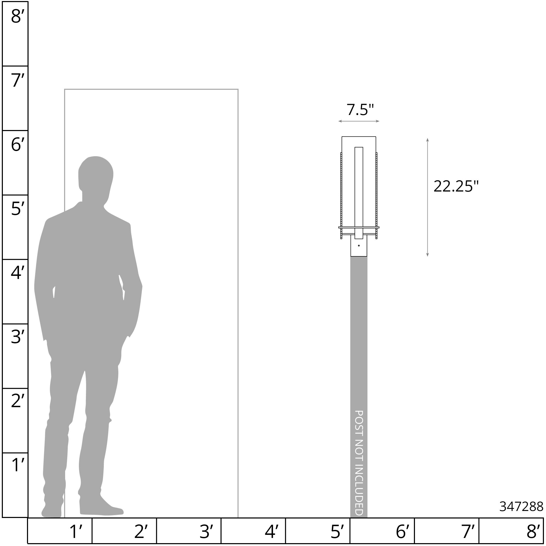 Forged Vertical Bars 1 Light 22.25 inch Coastal Black Outdoor Post Light