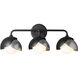 Brooklyn 3 Light 22 inch Black and Sterling Bath Sconce Wall Light in Black/Sterling