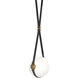 Derby LED 10.9 inch Black and Antique Brass Pendant Ceiling Light in Leather Black/Non-Branded Plate, Black/Antique Brass, Small