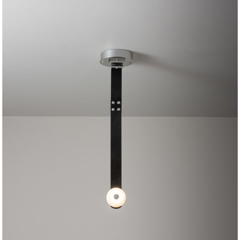 Art & Alchemy SNAPS LED 4 inch Modern Brass Pendant Ceiling Light in Chestnut Leather with Alabaster, Small