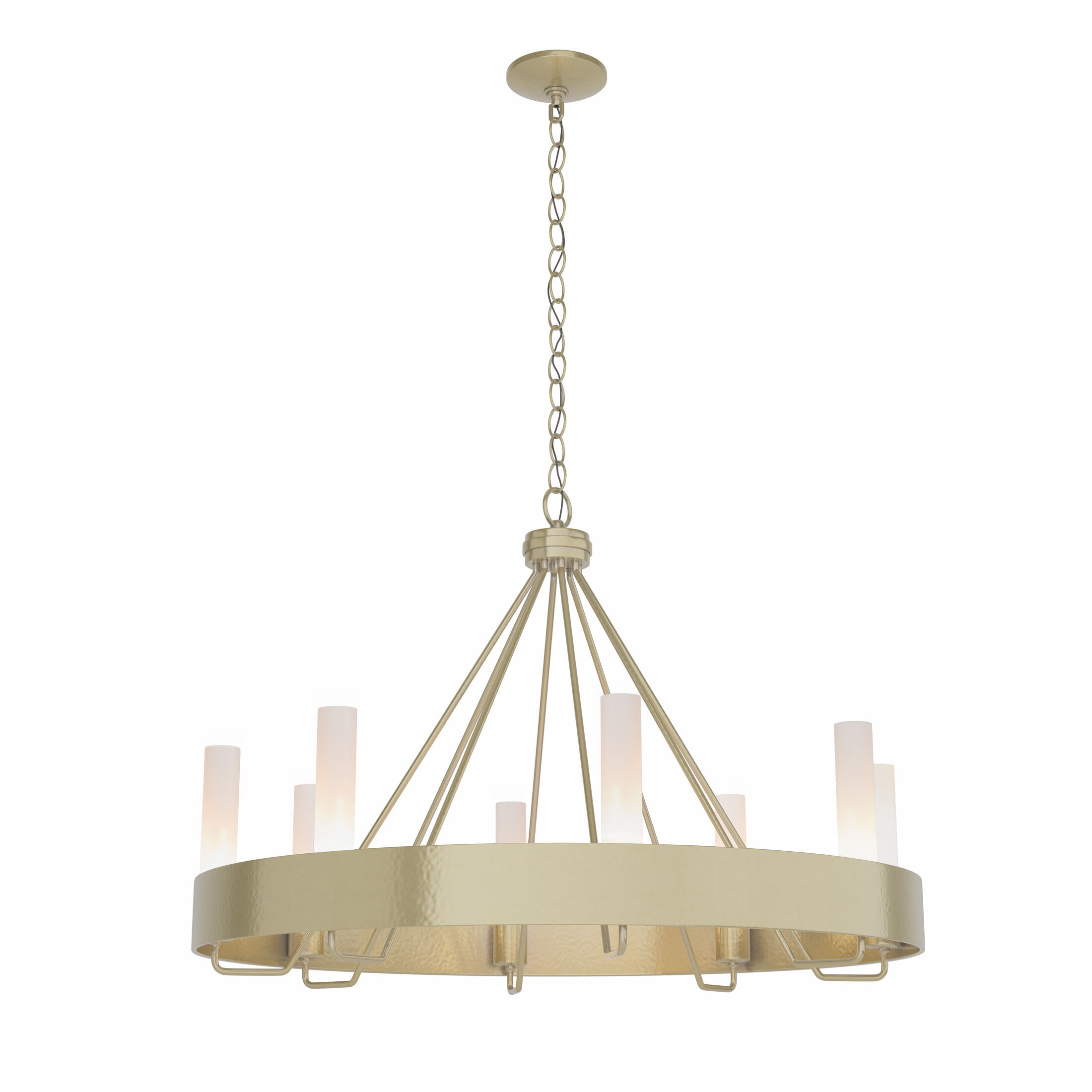 Banded Ring 8 Light 32 inch Modern Brass Chandelier Ceiling Light in Frosted