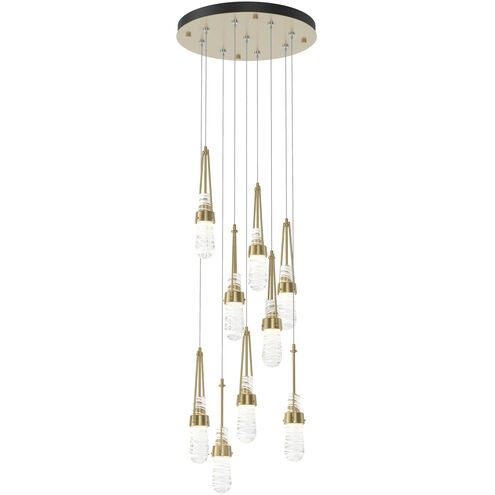 Link 9 Light 20.5 inch Modern Brass Pendant Ceiling Light in Clear with White Threading, Round