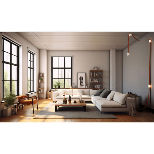 Art & Alchemy SNAPS LED 36 inch White Floor-to-Ceiling Plug-in Lamp Ceiling Light in Black Leather with Alabaster