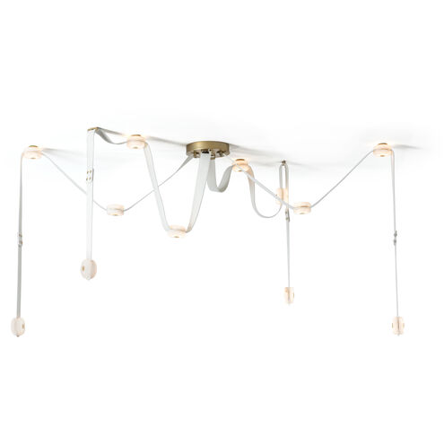 Art & Alchemy SNAPS LED 86.5 inch White Pendant Ceiling Light in White Leather with Alabaster, Large