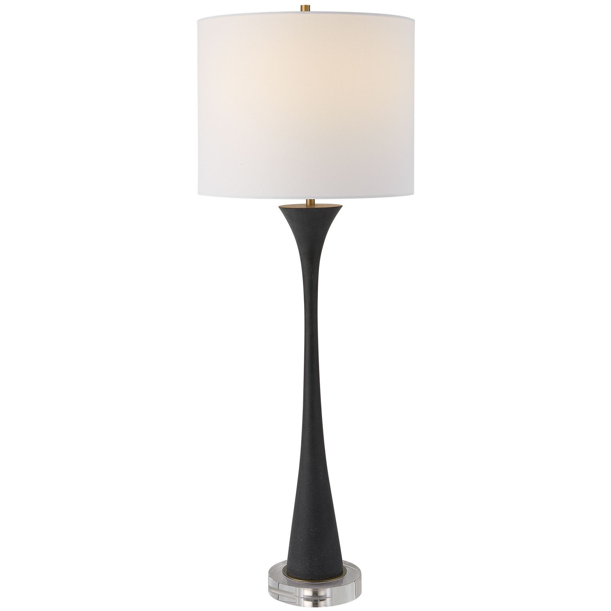 Fountain 34 inch 150.00 watt Man-Made Black Stone and Brushed Brass Buffet Lamp Portable Light