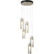 Exos Glass 5 Light 13.5 inch Modern Brass Pendant Ceiling Light in Clear