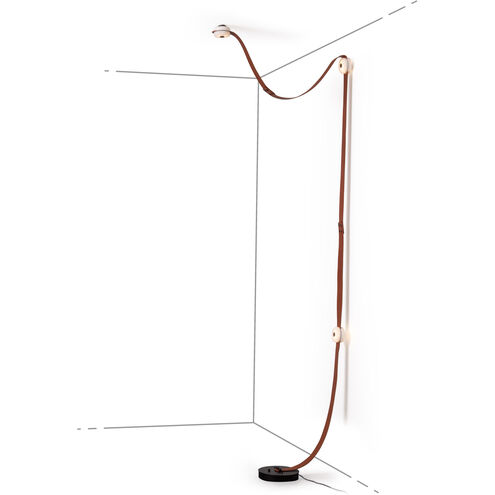 Art & Alchemy SNAPS LED 36 inch White Floor-to-Ceiling Plug-in Lamp Ceiling Light in Black Leather with Alabaster