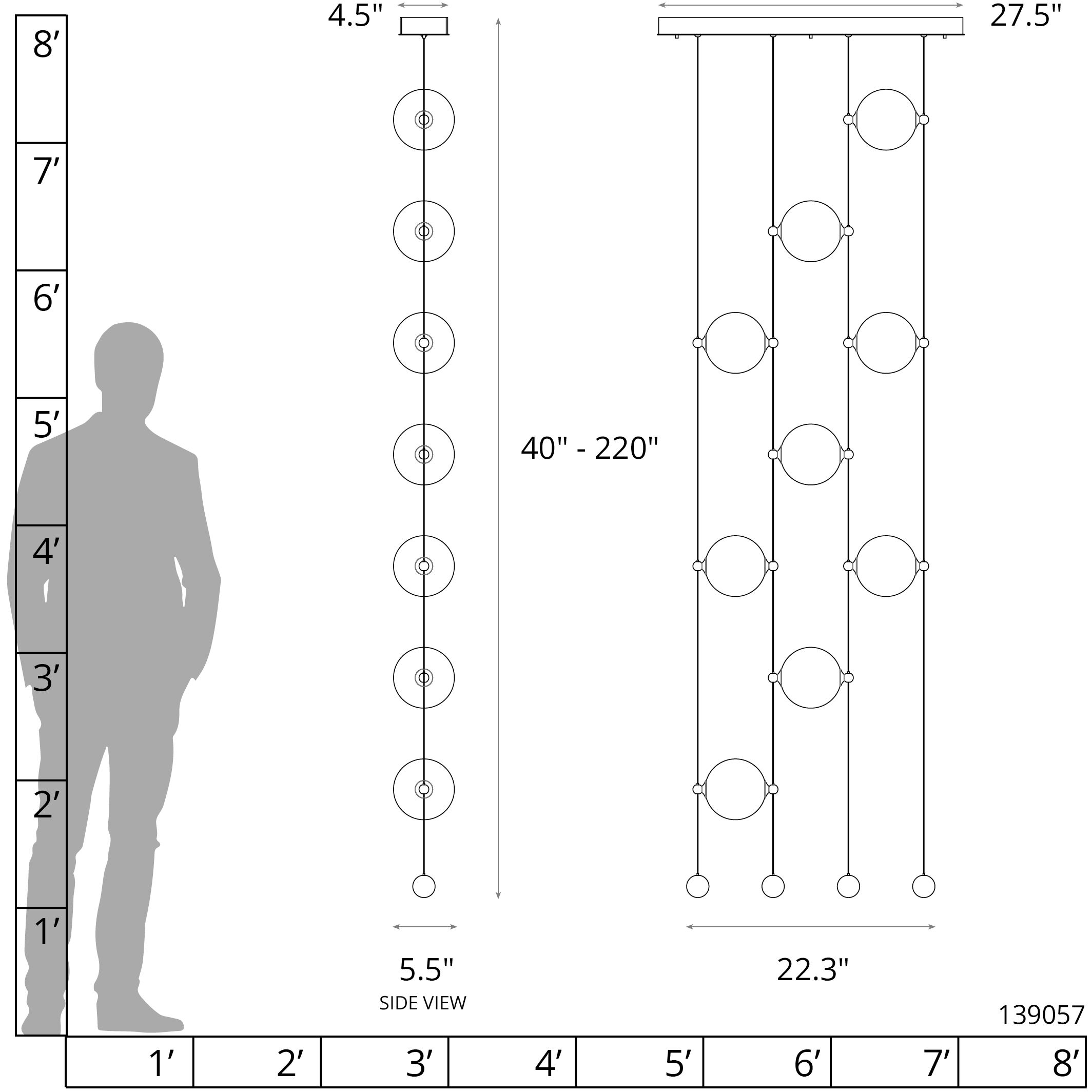 Abacus LED 22.3 inch Natural Iron Ceiling-to-Floor Pendant Ceiling Light in Cool Grey